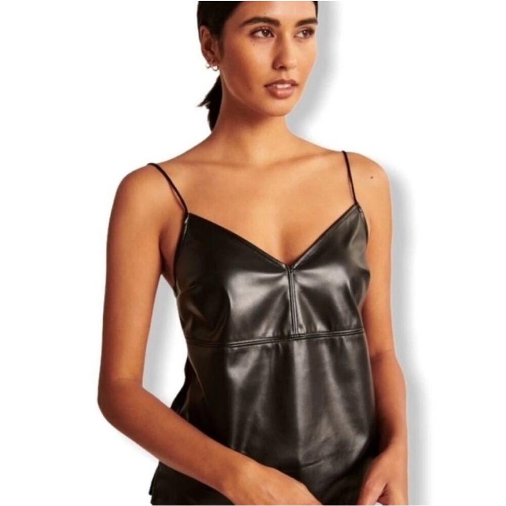 Abercrombie & Fitch Faux Leather Black Cami Top - Size M